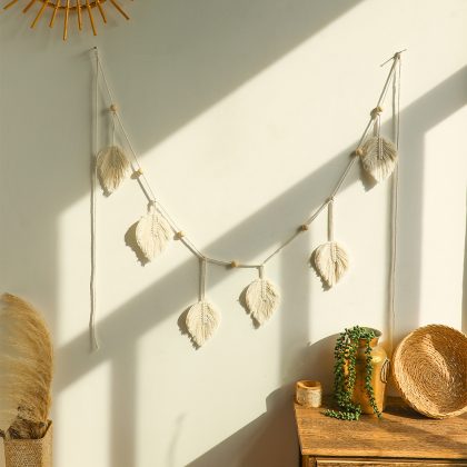 Large Boho Leaf Tassels Macrame Wall Hanging